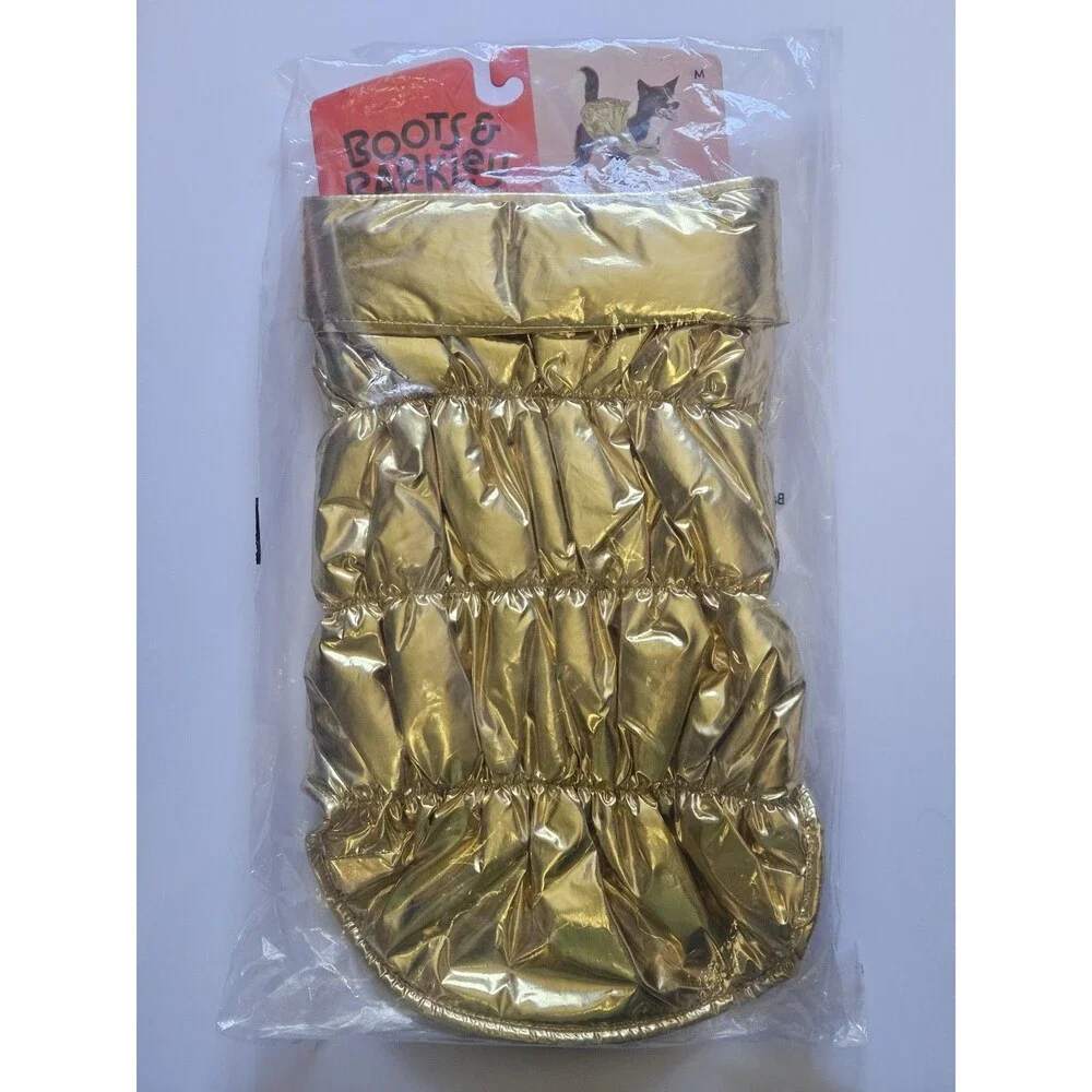 Boots & Barkley Vest Dog's Sz Medium Gold Puffer Fleece Lined Jacket 40 lbs NEW
